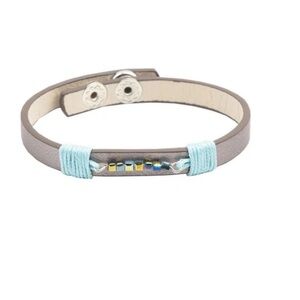 Leather Grey/Light Blue bracelet